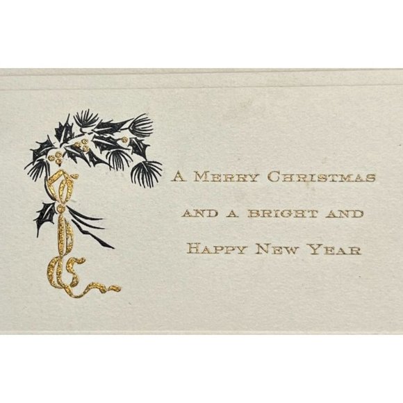 Vintage Greeting Card Merry Christmas and a Bright New Year Used Holly Leaf 1922 - Picture 2 of 6
